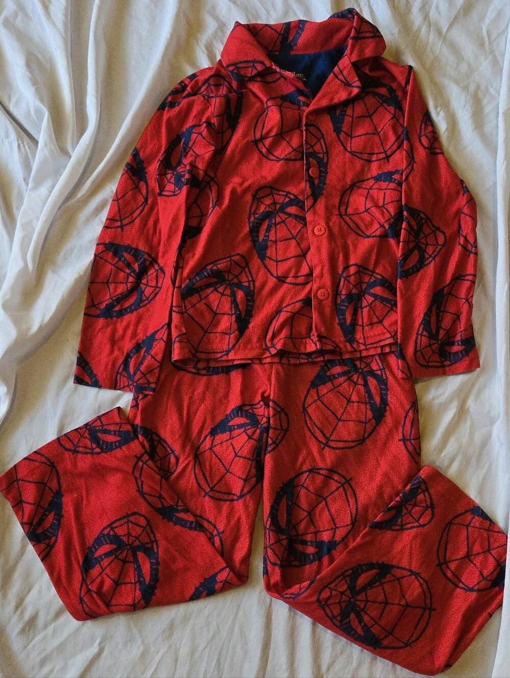 Marvel Boy's Size 8 Red and Navy Kids Spider Man Pajama Set with Globe Print